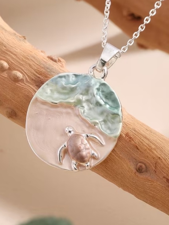 Jewelry - Turtle at the Beach Silver Toned Necklace
